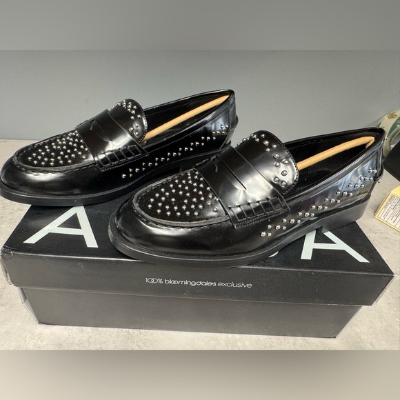 NIB- Aqua women’s Black Studded Loafers - Picture 3 of 9